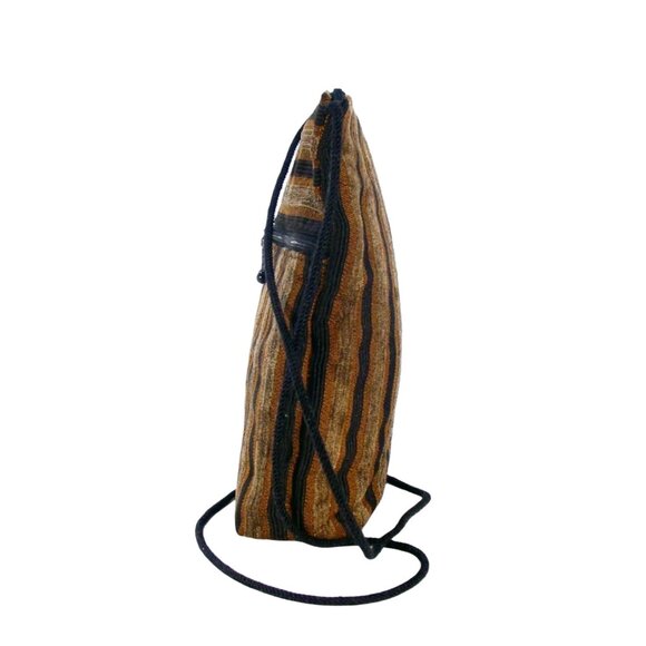 MARUCA Black + Tan Stripe Tapestry Small Crossbody Bag = Made in COLORADO - Picture 5 of 8